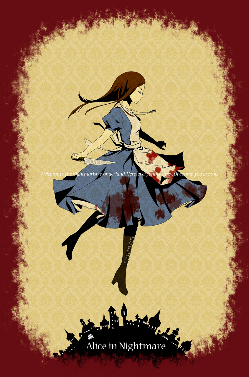 Ужасные алиса. Кошмарная Алиса Алиса. Алиса в стране чудес с ножом.